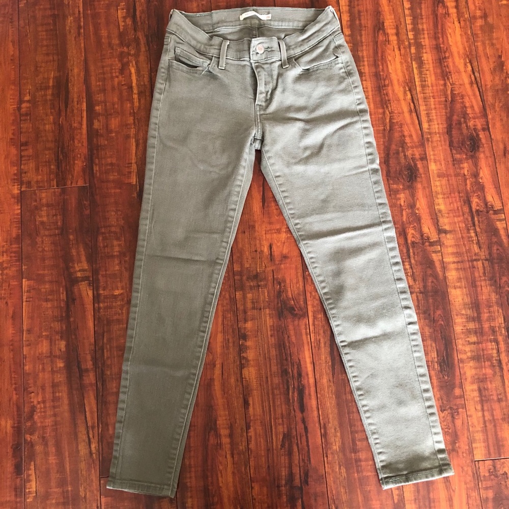 Light navy green skinny jeans